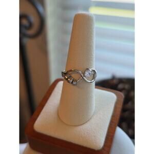 NEW Stainless Steel Infinity Ring with CZ Heart Adjustable